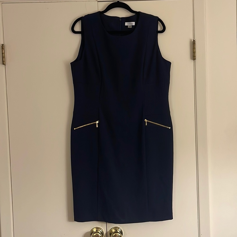 Calvin Klein Scuba style navy blue dress